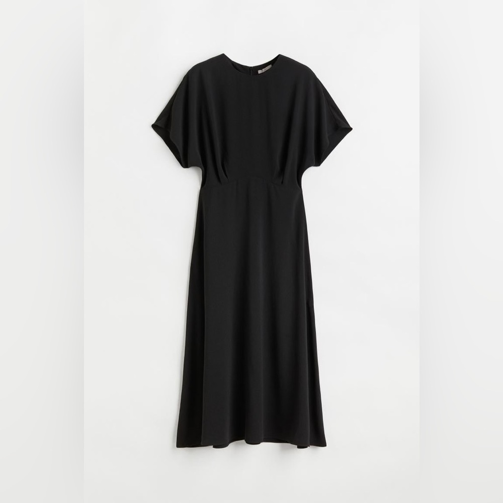 H&M- Calf-Length Black Dress, Size: M
